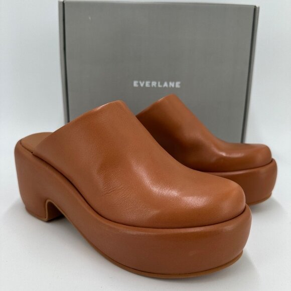 Everlane The Puffa Clog in Desert Tan Leather sz 7 Women's Platform Sip-on Mule - Picture 2 of 8